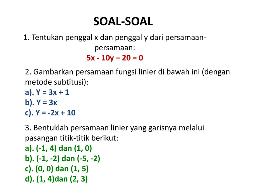 Contoh Soal Fungsi Linear Matematika Materisekolah Github Io